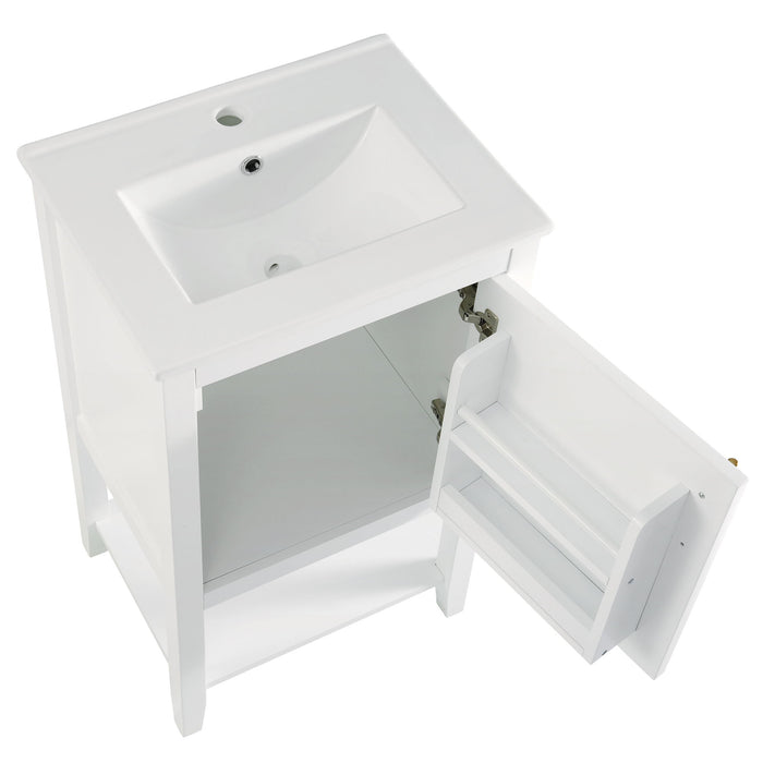 Modern Bathroom Vanity With Sink, Soft-Closing Door And Open Shelf