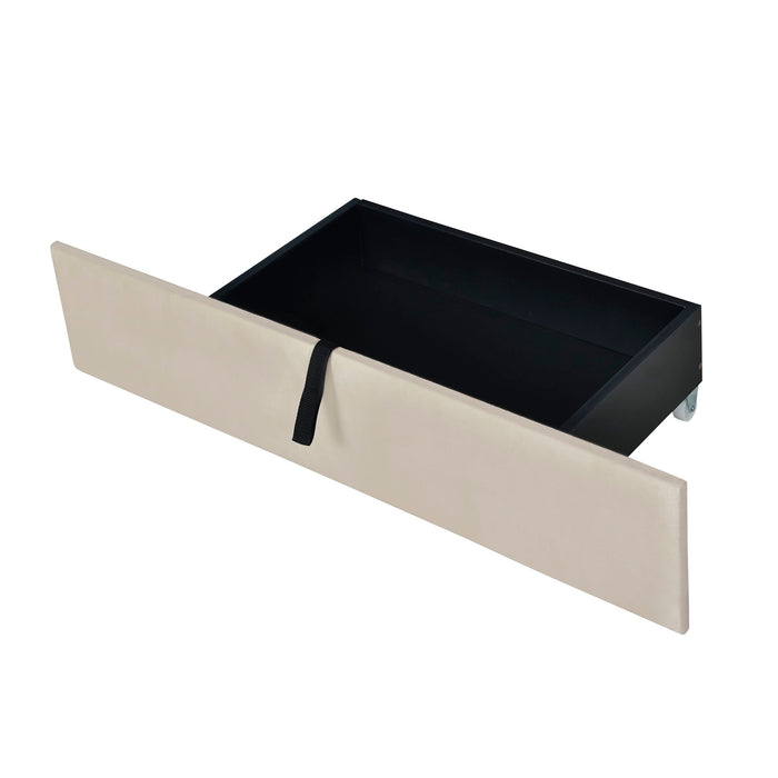 Platform UpholsteredBed With 2 Drawers And Twin Long Trundle