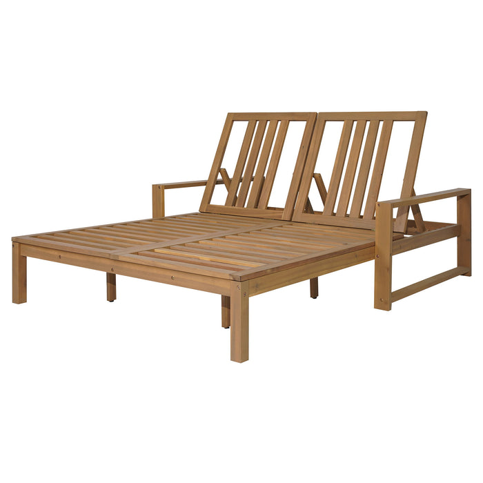 Outdoor Double Lounge Chair With 5 Position Adjustable Backrest