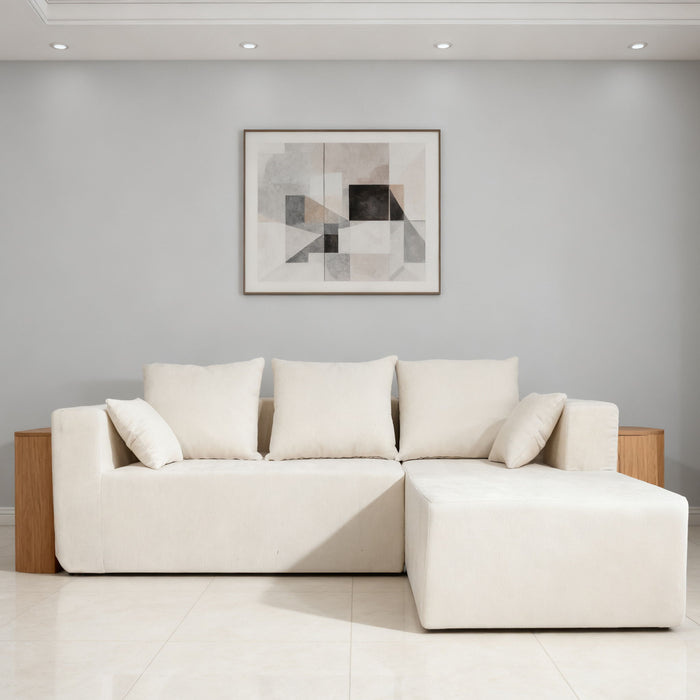Modular Corner Sofa With Soft Linen Fabric