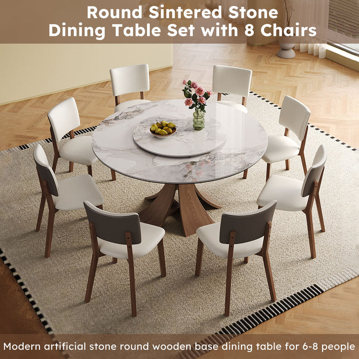 Dining Table Set With Wooden Base