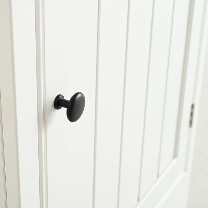 Retro Style 75'' Tall Display Shelf With Cabinet For Hallways Living Room Kitchen - White