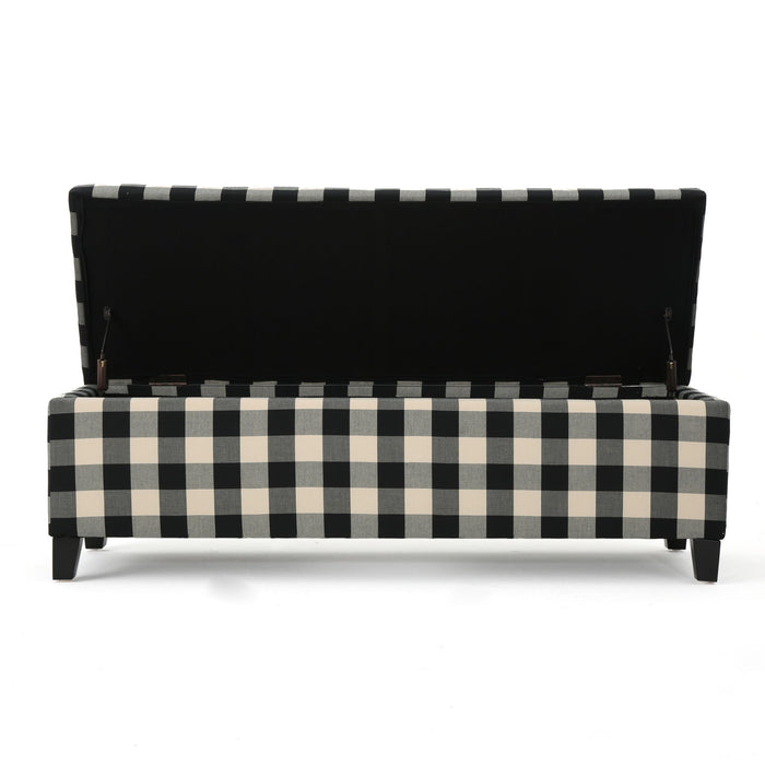 Contemporary Storage Ottoman With Seating And Storage - Black