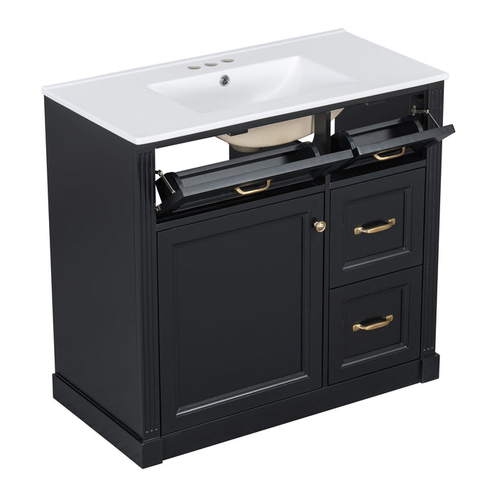 Modern Bathroom Vanity With Sink, 4 Drawers, Soft-Close Door, Adjustable Shelf