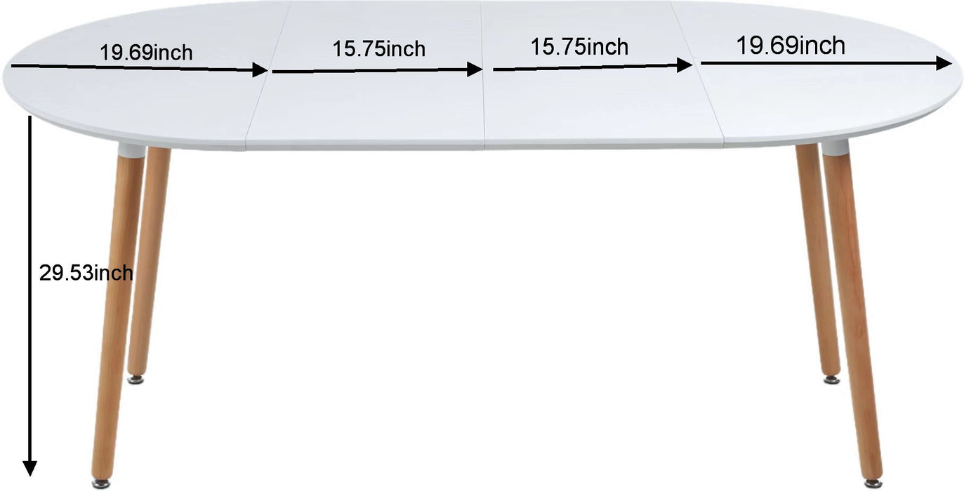 Extensible Table, Dining Table, Office Table, Coffee Table, Wood Leg - Matte White