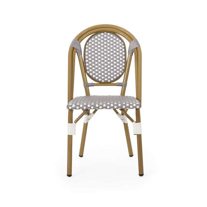 Outdoor Rattan And Aluminum French Bistro Chair Set