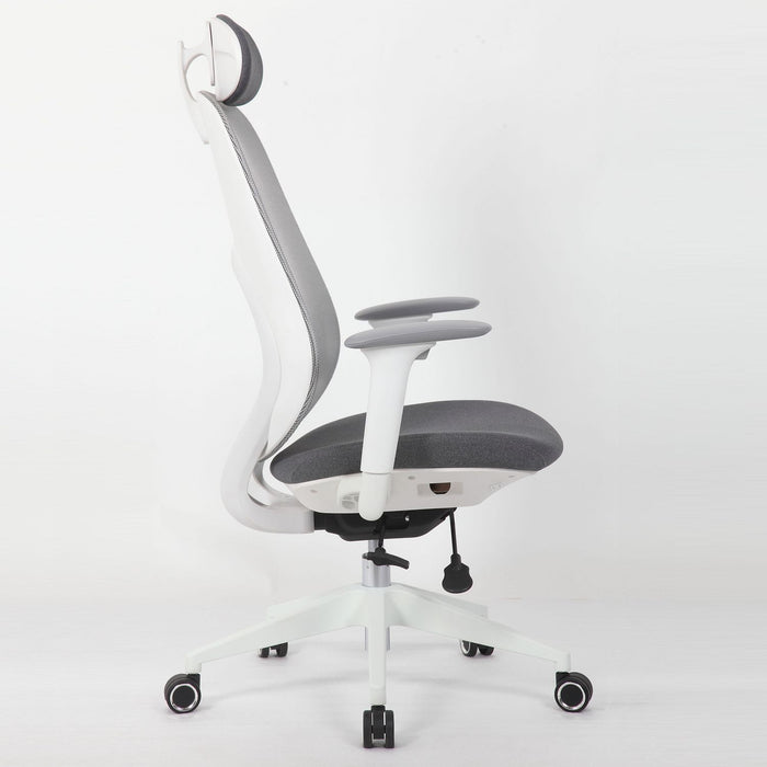 High Back Swivel Desk Chair With Height Adjustable Backrest, 3 Tilt Lock & Rotatable Headrest - Milk White