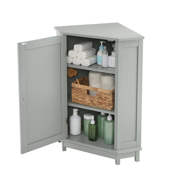 Triangle Corner Bathroom Cabinet With Adjustable Shelf, Storage Unit - Gray