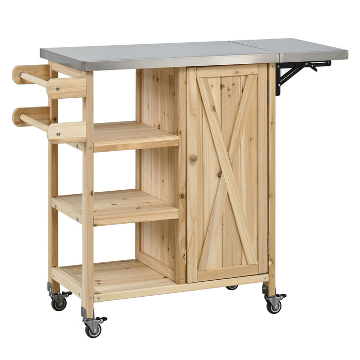 Foldable Outdoor Kitchen Island With Storage Cabinet