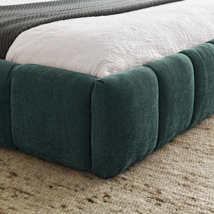 Modern Platform Bed Frame With Thick Chenille Fabric