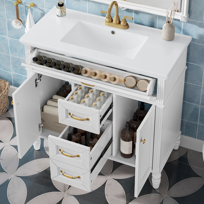 Modern Freestanding Bathroom Vanity With Sink, Cabinet, Soft-Close Drawers, Tip-Out Tray