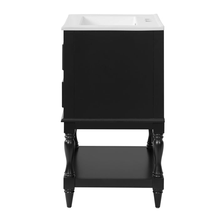 Bathroom Vanity With Sink, 2 Drawers Storage Cabinet, Open Shelf