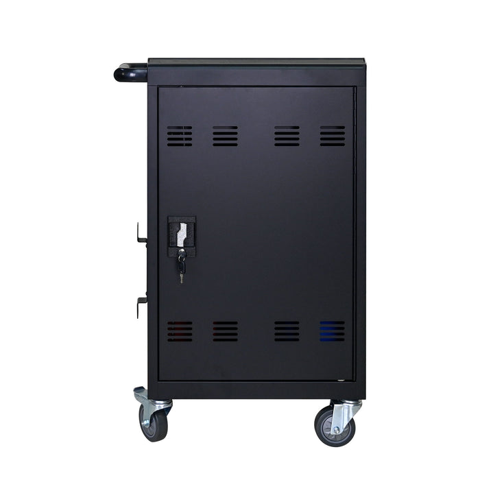 32 Bit Device Charging Trolley For Tablets And Laptops With Cable Management, Removable Doors - Matte Black