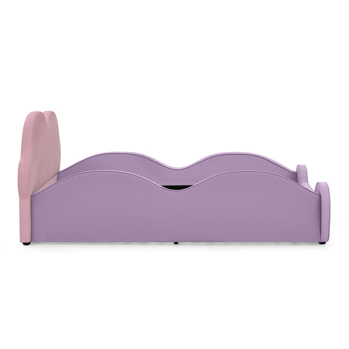 Cute Cloud Shape Bed With Guardrails Cartoon Design, Storage Pocket