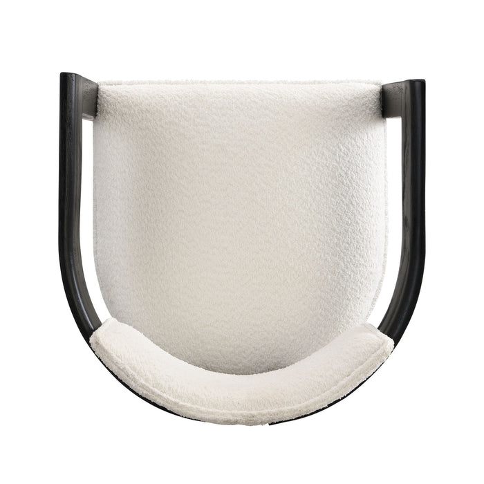 Modern Boucle Fabric Dining Chair With Armrest