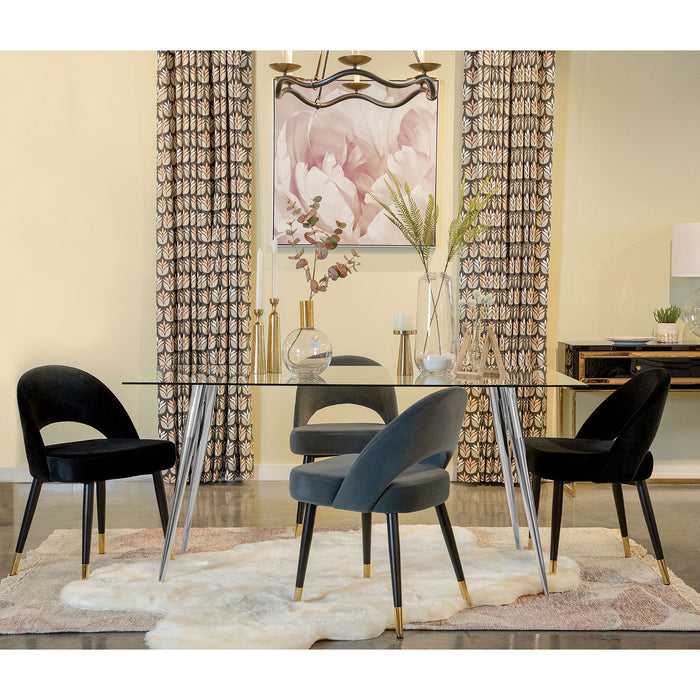 Vendas - Rectangular Glass Top Dining Table - Chrome