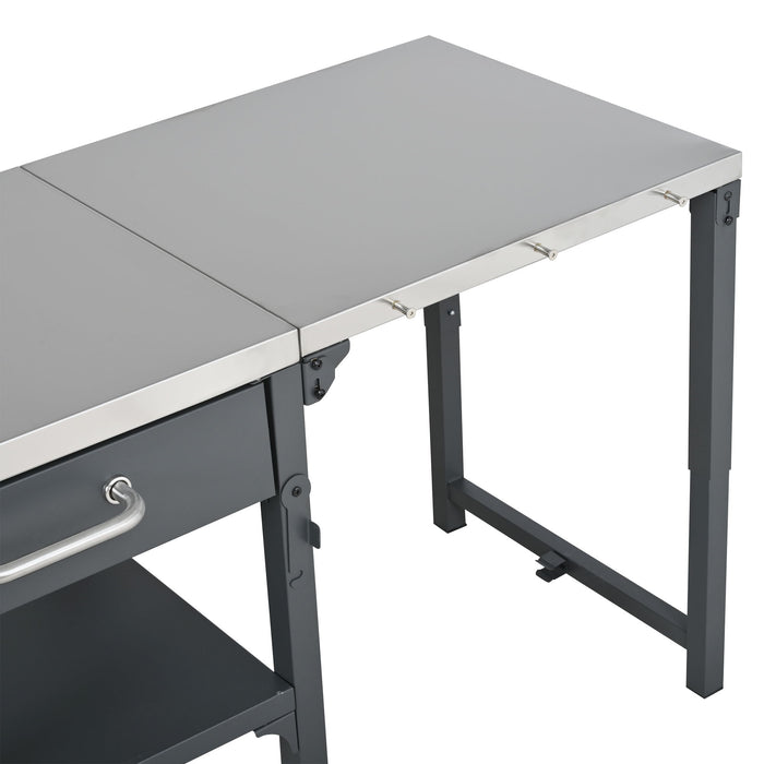 Foldable Outdoor Kitchen Cart With Storage For Patio