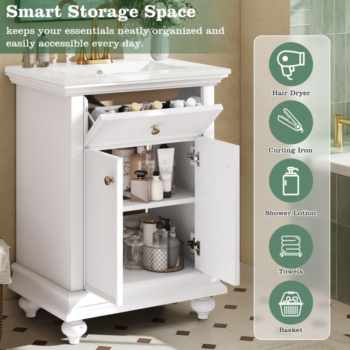 Modern Bathroom Vanity With Tip-Out Drawer And Soft-Close Hinges