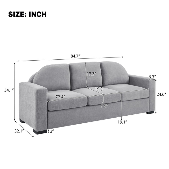 Modern 3 Seater Sofa With Curved Backrest