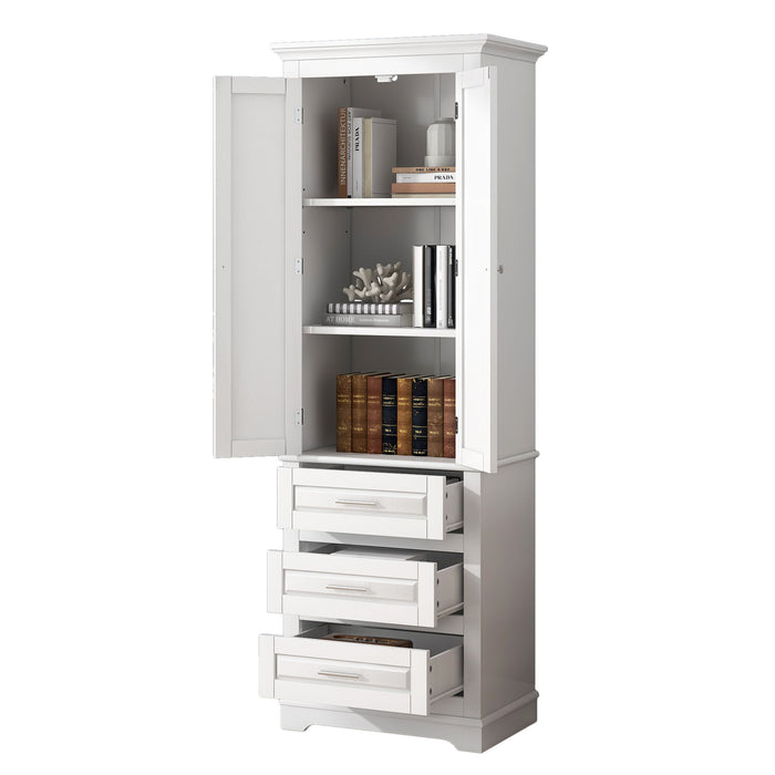 Tall Storage Cabinet With 3 Drawers For Bathroom
