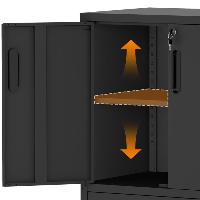 Mobile Tool Cart With Lockable Casters, Heavy-Duty Storage Organizer - Black