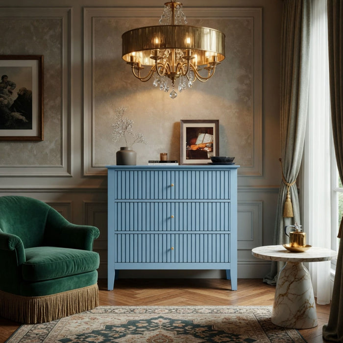Fluted 3 Drawer Nightstand With Soft Close Slides
