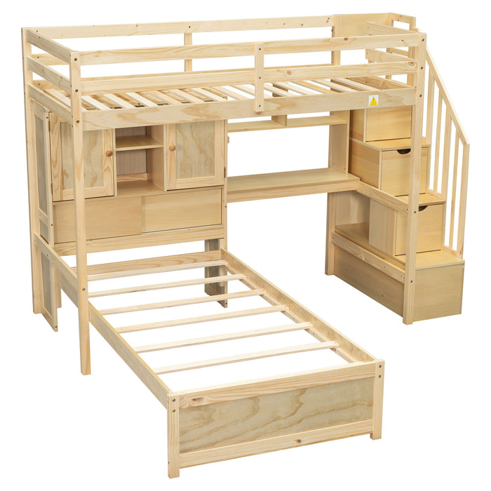 Loft Bed With Built In Desk And Staircase
