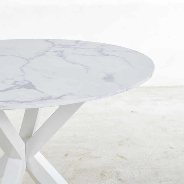 Cross Leg Dining Table With Round Top, For 4 - 6 People - White