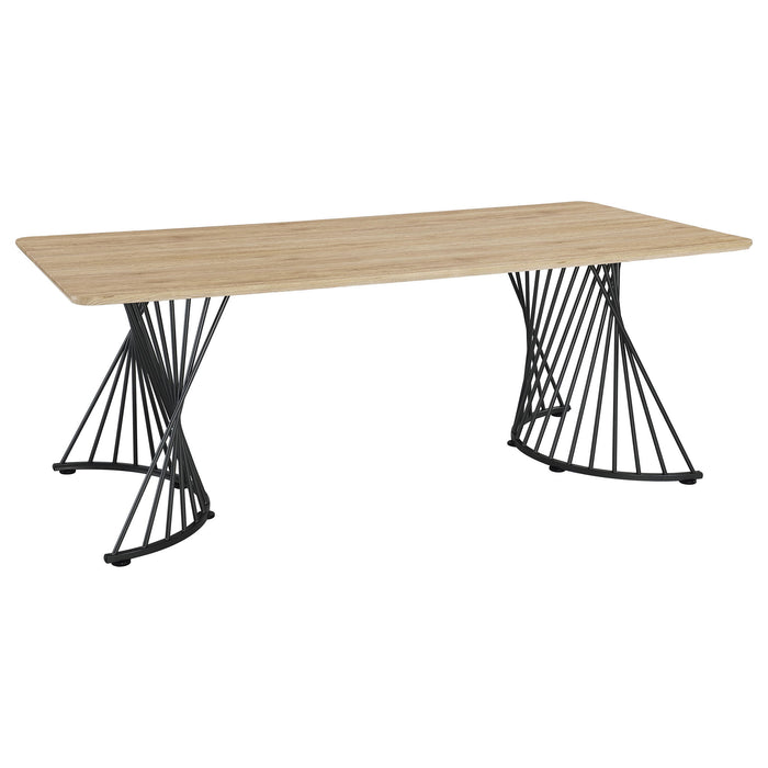 Galahan - Rectangular Dining Table With Twisted Pedestal Base - Oak