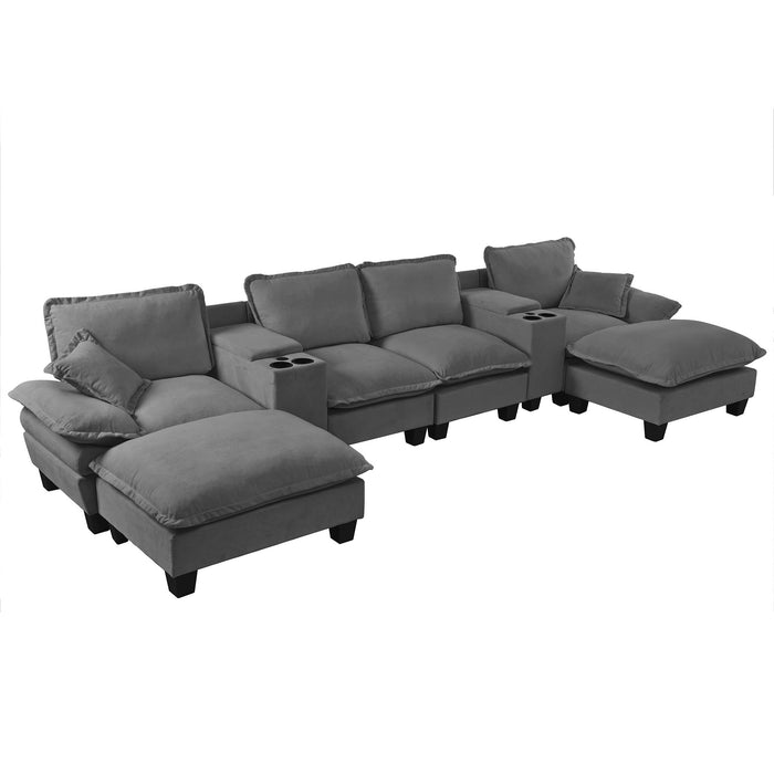 Modular Cloud Couch Sofa With Cup Holders & Storage, USB Port