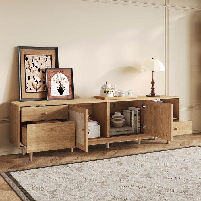 TV Stand With Doors - Natural