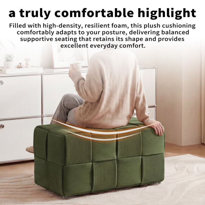 Modern Ottoman Foot Rest With Woven Design