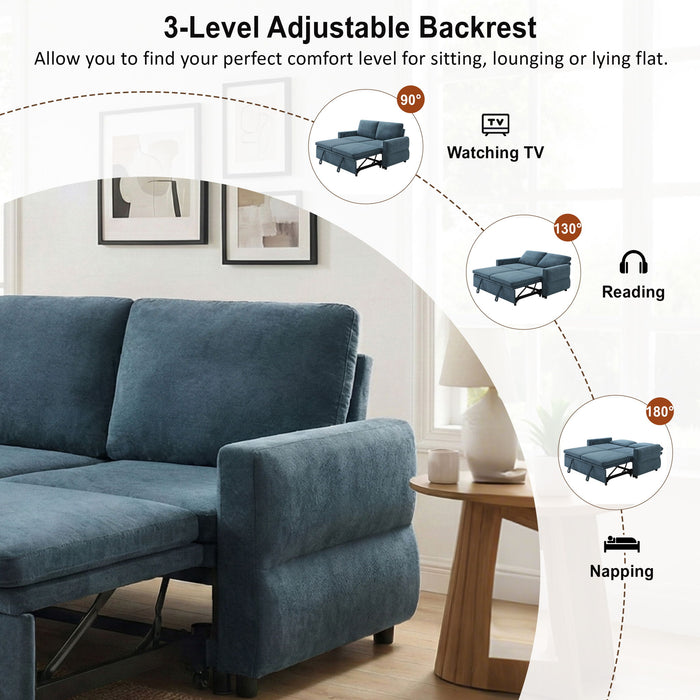 Convertible Sofa Bed Loveseat With Adjustable Backrest And USB Ports
