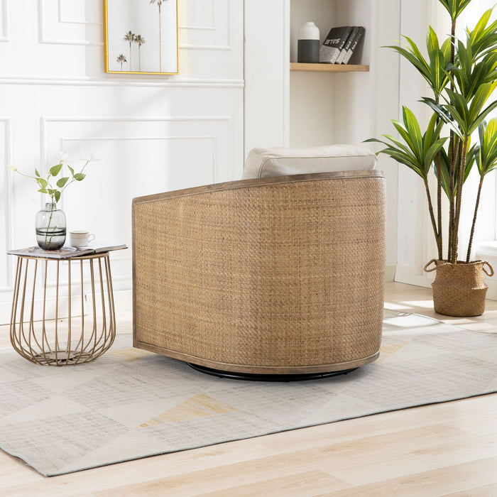 Barrel, Comfy Round Accent Sofa Chair With 360 Degree Swivel, Leisure Arm