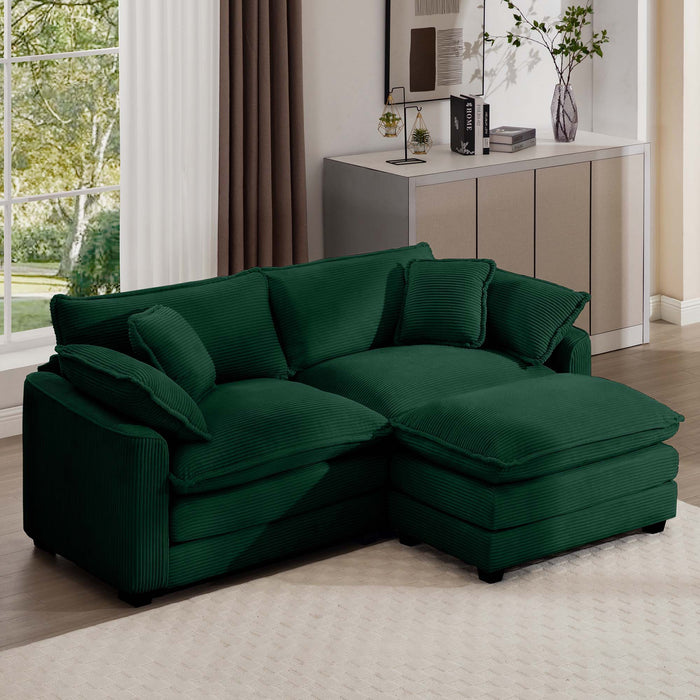 Modern Modular Cushion Sofa With Ottoman, Low Back, Deep Seating Sofa Set
