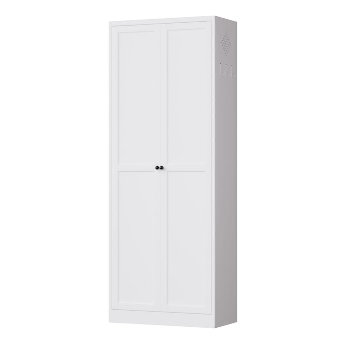 Kitchen Pantry Cabinet With Doors, Heavy-Duty Freestanding Storage Organizer With 5 Adjustable Shelves, Tool Free Assembly - White