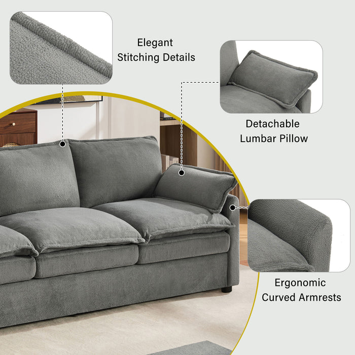 Modern 3 Seater Sofa With Side Storage Pockets For Living Room