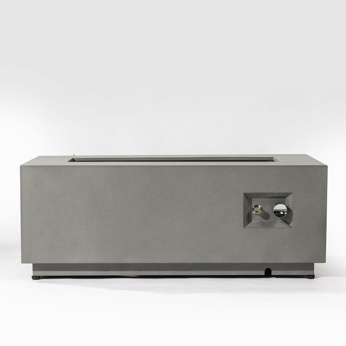 42" Propane Gas Fire Pit Table, 50000 Btu Rectangular Steel Fire Pit With Glass Wind Guard For Outside Patio Deck Garden Courtyard - Gray