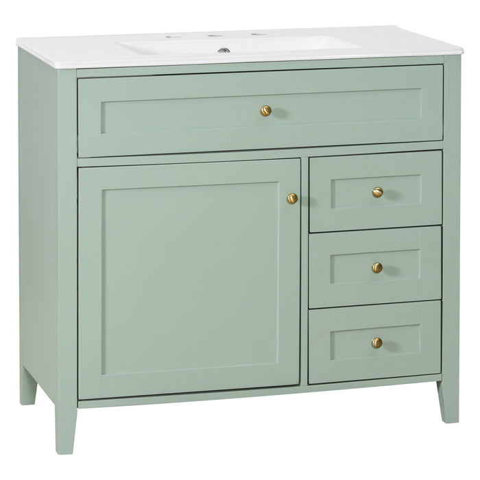 Bathroom Vanity With Sink, Cabinet With 3 Drawers And Adjustable Shelf