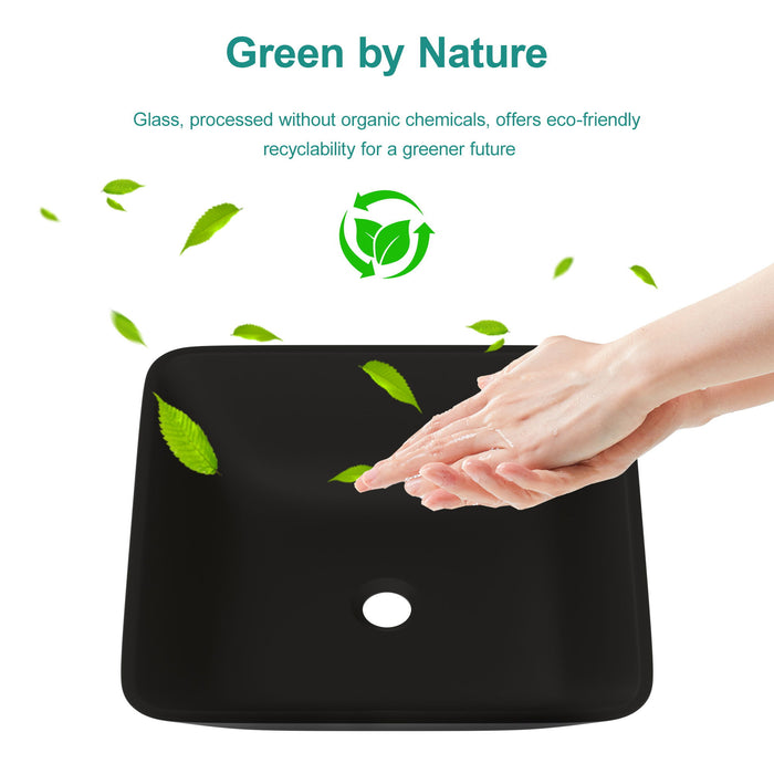 Artistic Vessel Sink With Faucet And Pop Up Drain - Matte Black