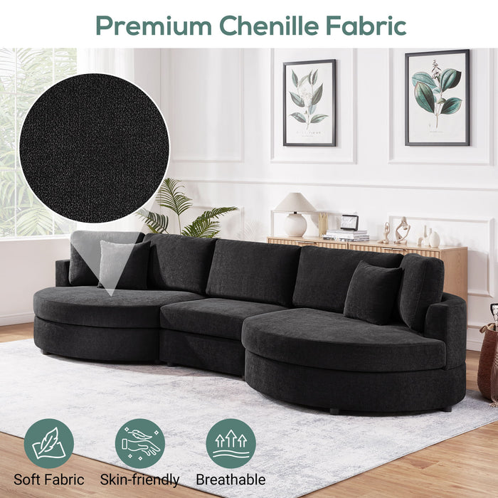 Modern 3 Seater Upholstered Sofa With Curved Design