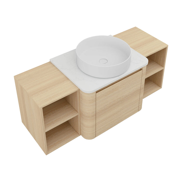 Mounted Bathroom Vanity With Art Sink, 2 Storage Shelves, Soft Close Door