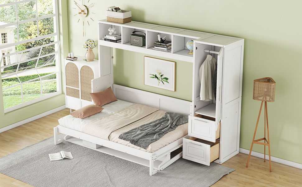Space Saving Murphy Wall Bed With Closet And Drawers