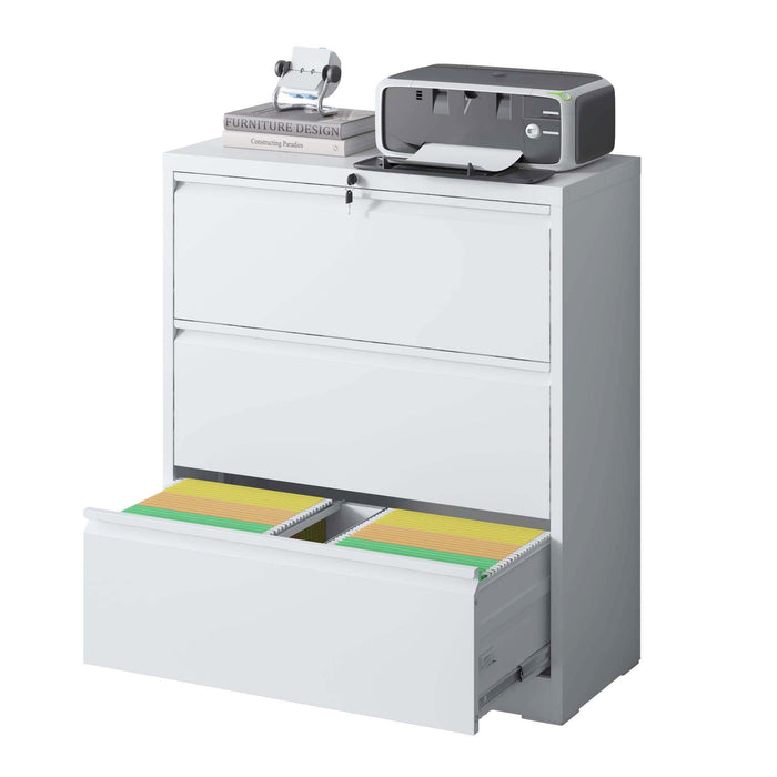 Lateral File Cabinet, Locking Heavy Duty, Anti-Tip Safety Interlock, Vertical Storage For Letter/Legal/A4 Files