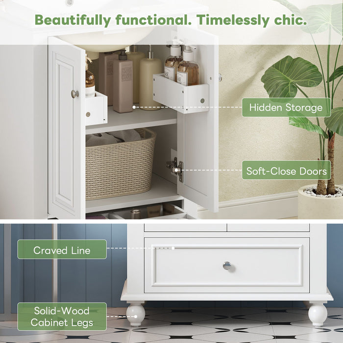 Modern Bathroom Vanity With Sink, Cabinet With Drawer And Dividers, Rectangular Storage Unit