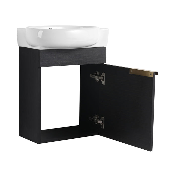 Soft Close Doors Bathroom Vanity With Sink, Compact Wall Mounted Design Basin