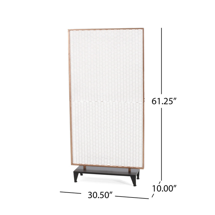 Modern Single Panel Iron Room Divider - Gold Brushed Brown