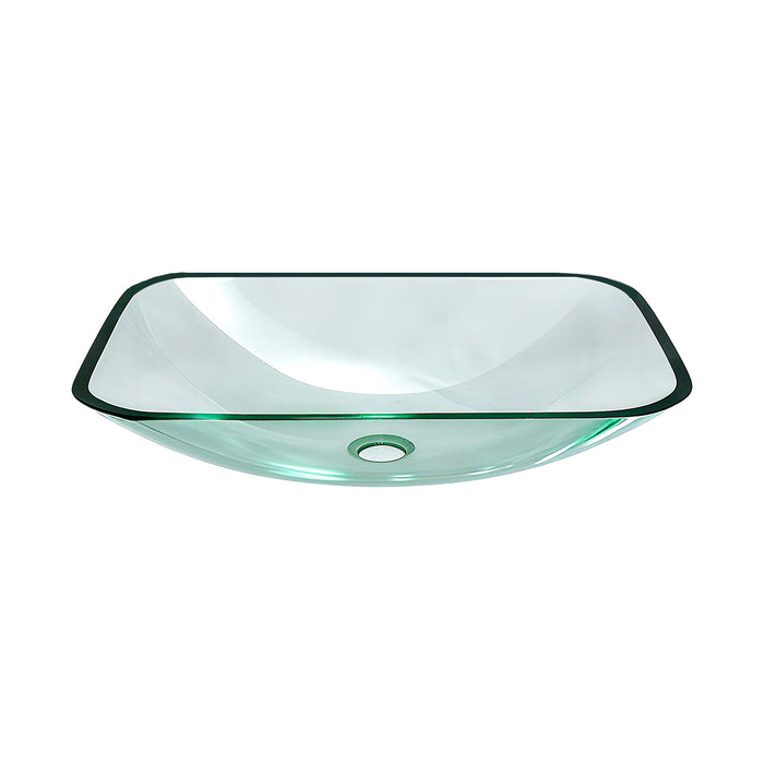 Clear Vessel Sink Rectangle Above Counter Bathroom Basin With Pop Up Drain, No Faucet - Clear