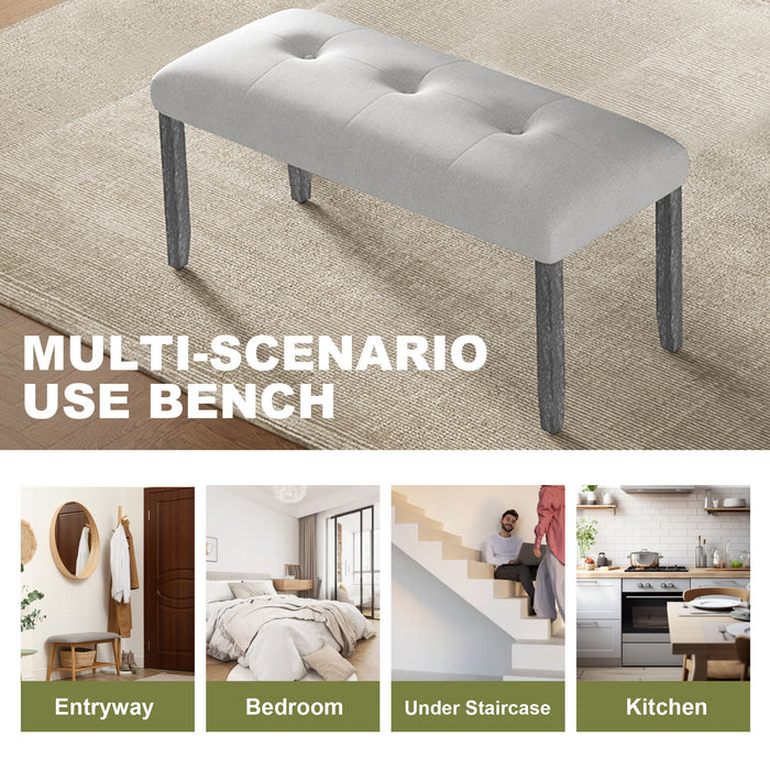 Rustic Farmhouse Dining Room Rectangular Table With 4 Upholstered Chairs And Bench