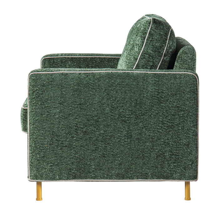 Accent Chair Upholstered Single Sofa With Square Arms, Sewn Pillow Back For Living Room